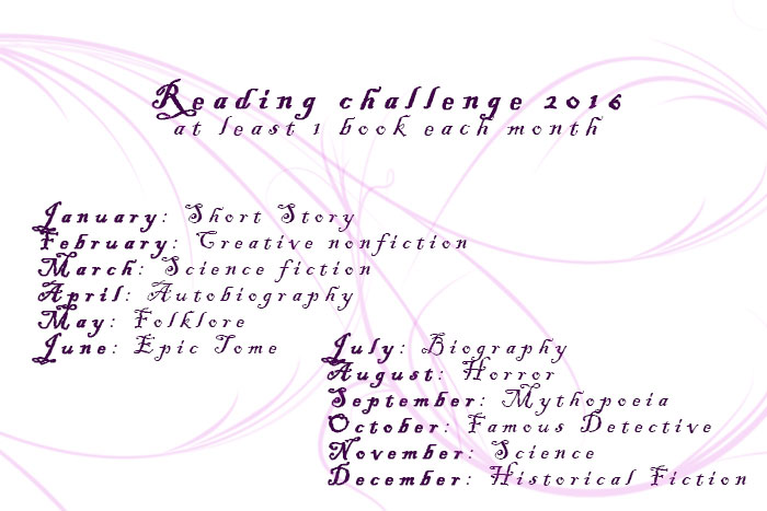 Monthly Reading challenge 2016