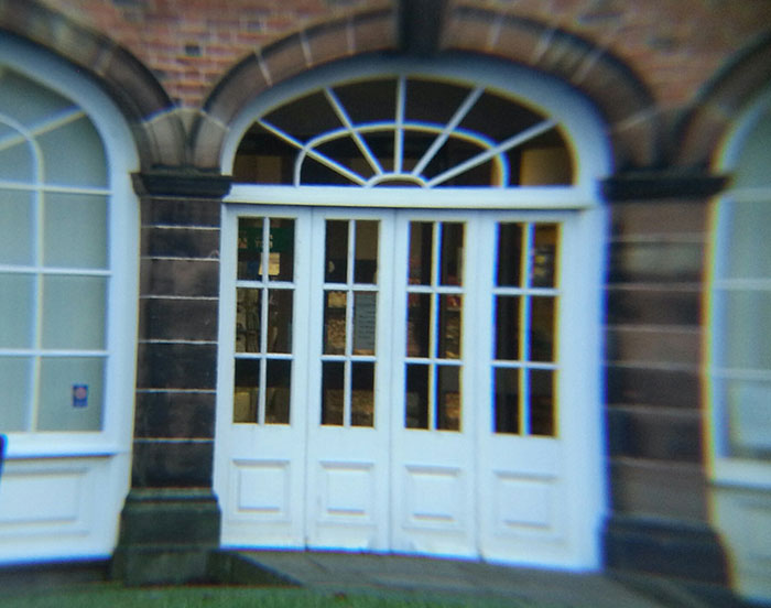 Detail of door in the picture taken with the telescope lens