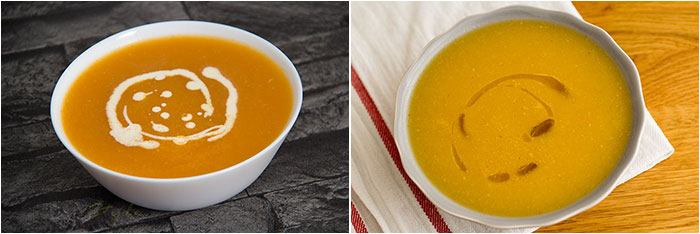 Autumnal recipes: Soups. Two bowls of soup
