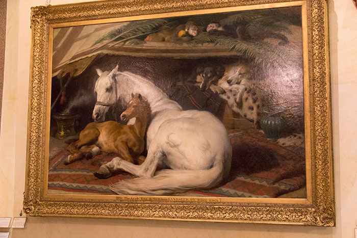 Painting with horses in the hall at Wallace Collection