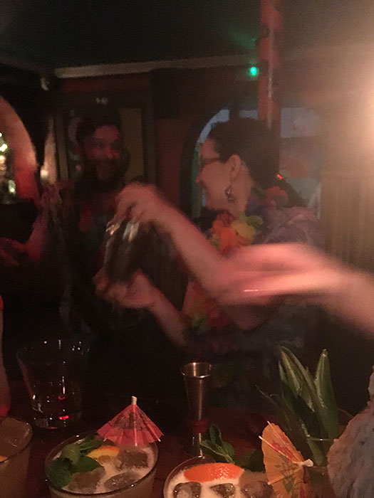 Shaking the cocktails at Aloha bar