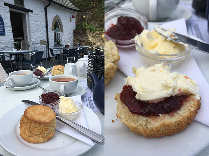 Cornish cream tea at Boscastle The Harbour Light Tea Garden.