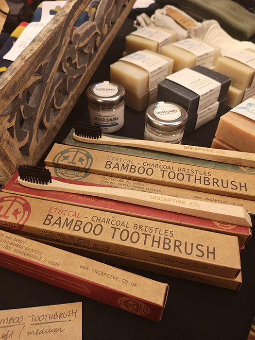 Stall selling eco toothbrushes at Live A Better Life Vegan Fair