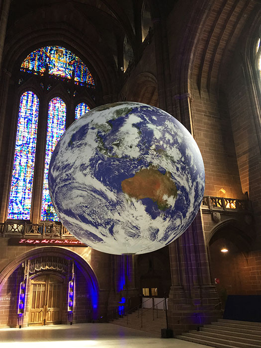 Gaia - 23ft replica of the Earth by Luke Jerram. Liverpool