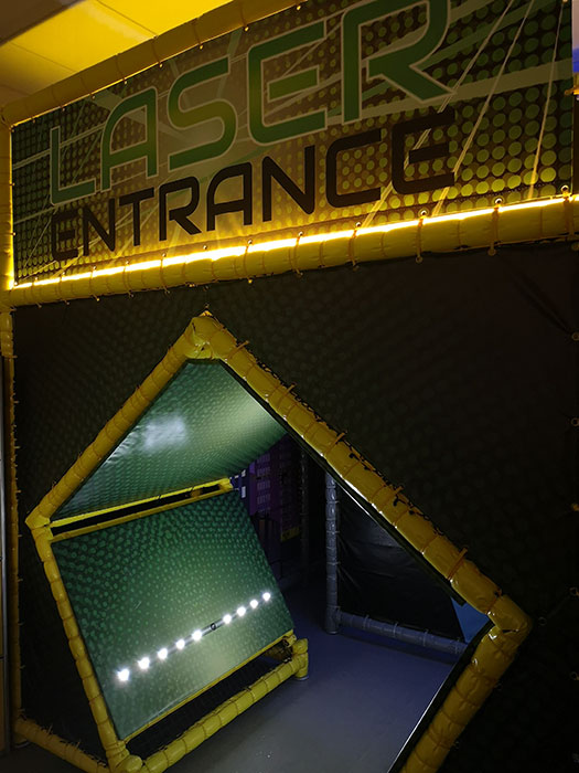 Activities with Buckt - Laser tag. Entrace to the play area