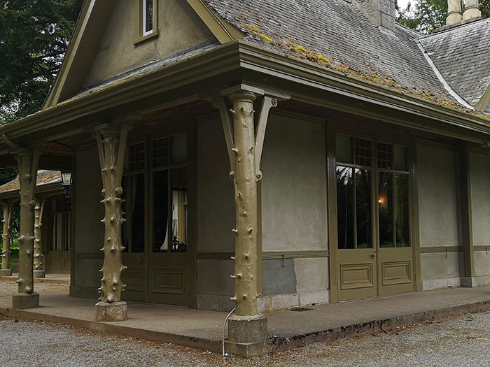 Detail of beam at the wooden cottage at Balmoral