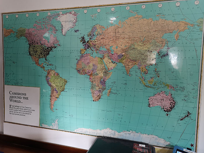 Map of the Clan, spread out in the world. At Clan Cameron Museum