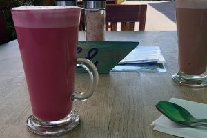 Beetroot latte at Indigo Greens