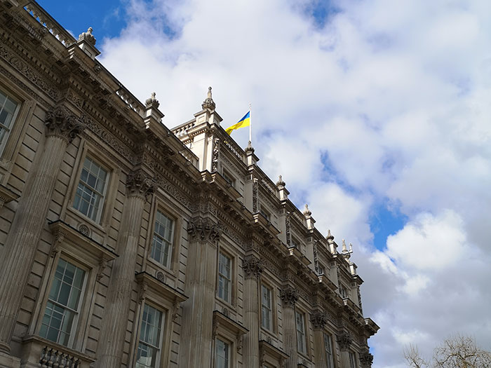 Ukrainian flag on Whitehall