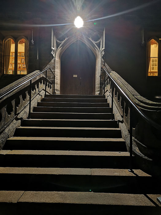 Entrance from the car park